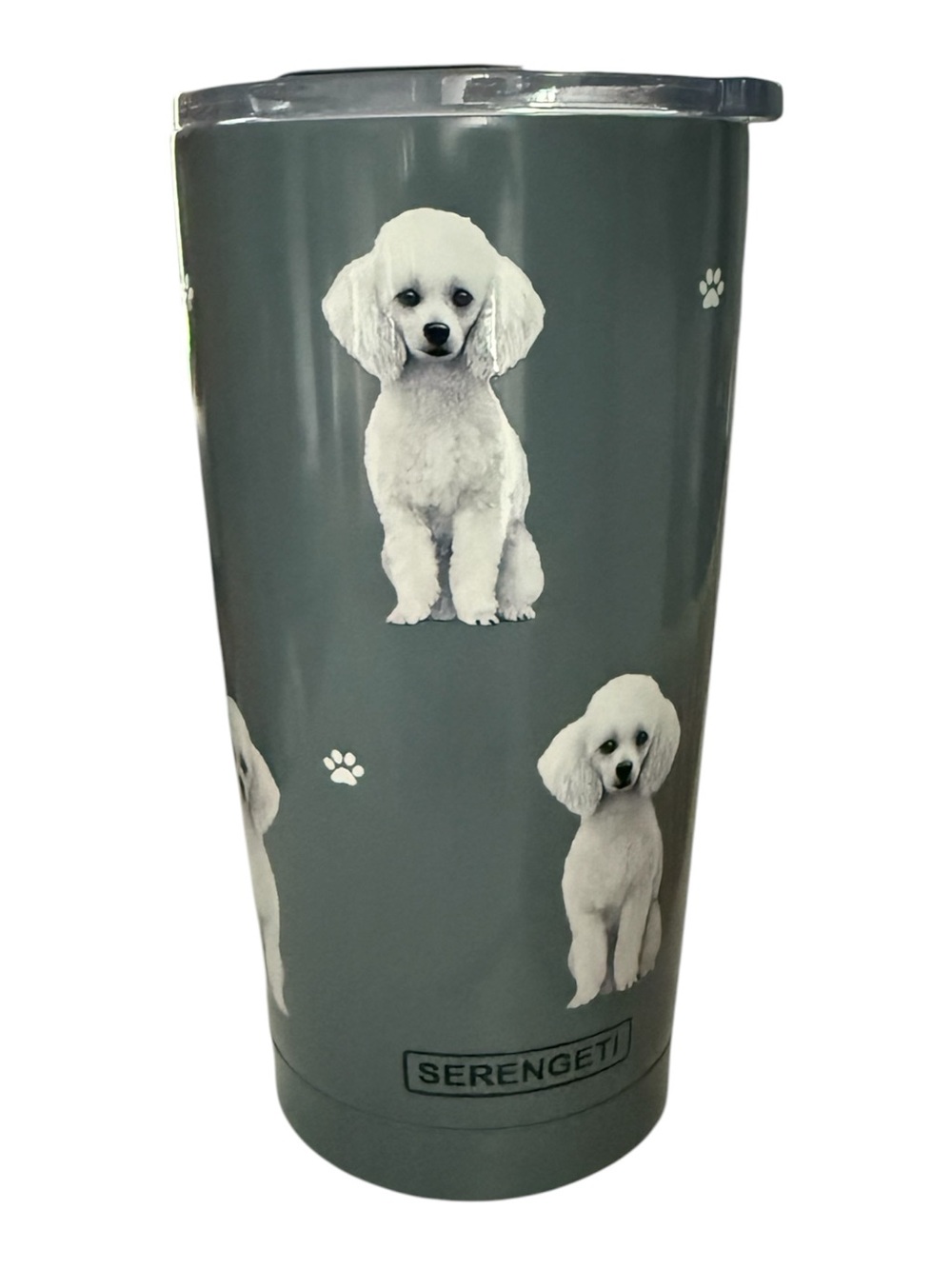 Serengeti 20oz. Tumbler White Poodle Artwork Grey 6 Hours Hot 12 Hours Cold New